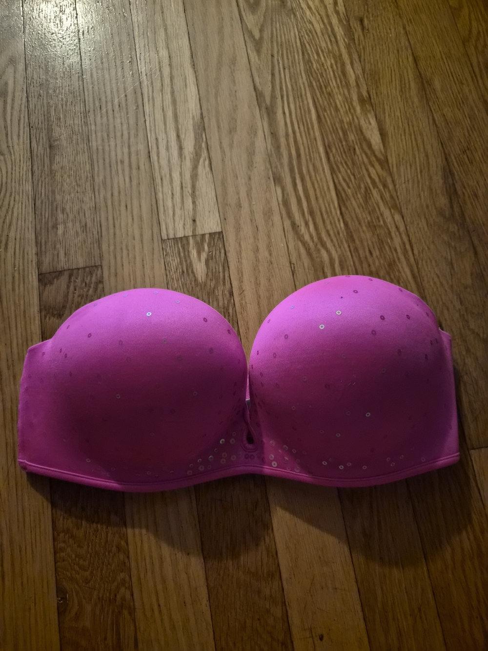 Victoria Secret Strapless Hot Pink Sequin Push-Up Bombshell Bra 34b